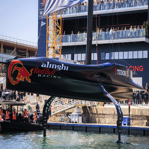 Alinghi Red Bull Racing BoatOne enters the water in Barcelona